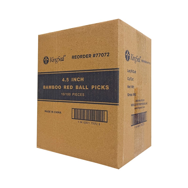 KingSeal 1000 Count | KingSeal Bamboo Specialty Cocktail Party Picks, 4.5 Inches, Red Ball Head, Perfect for Appetizers and Cocktails, Bulk Pack - 10 Packs of 100 - Image 5